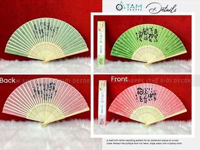 Quạt xếp cổ trang họa tiết đẹp R36cm QUAT-06